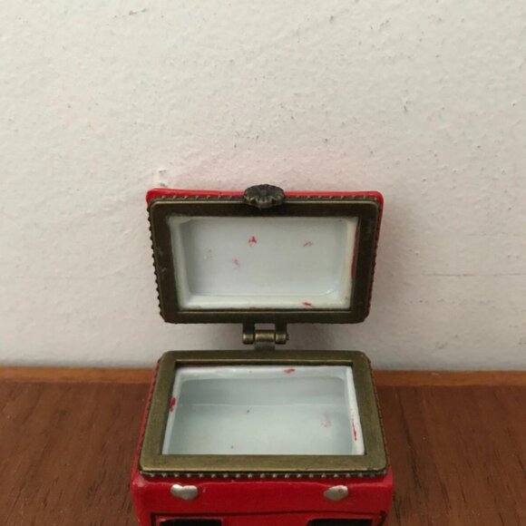 Vintage 1950's Red Toolbox Hinged Trinket Box With Saw Wrench Tools Charms Mini - Picture 8 of 9